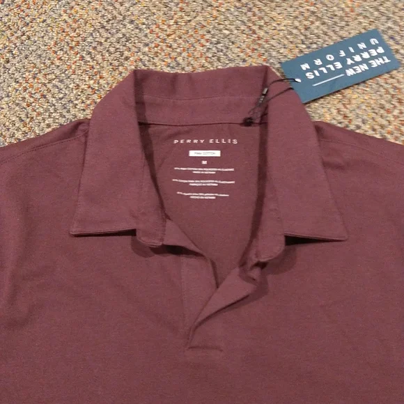 Perry Ellis Solid Open-Collar Polo - Picture 5 of 5